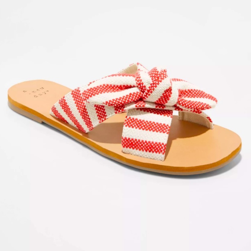 Red/White Livia Knotted Bow Sandal